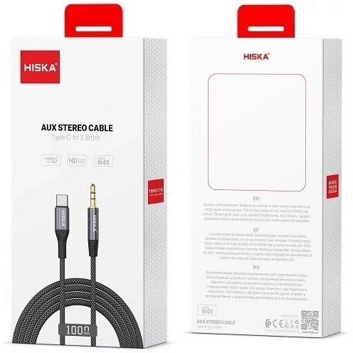 کابل تبدیل Type-C به AUX هیسکا مدل W45 طول 1 متر